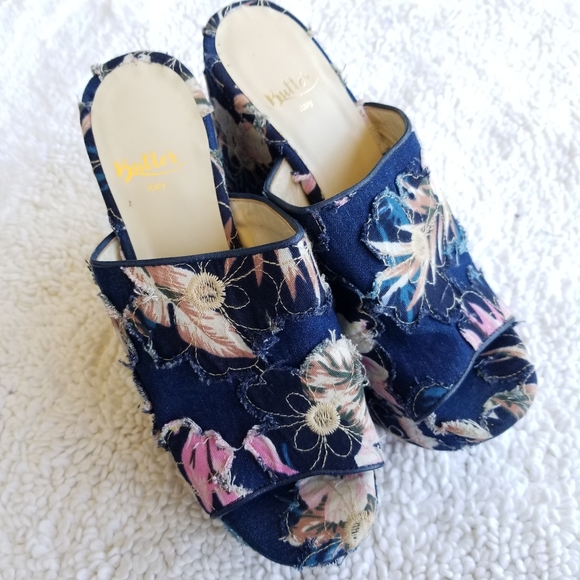 🍒NWOB🍒 MADE IN ITALY BUTTER SHOES DENIM PLATFORMS - Picture 7 of 12